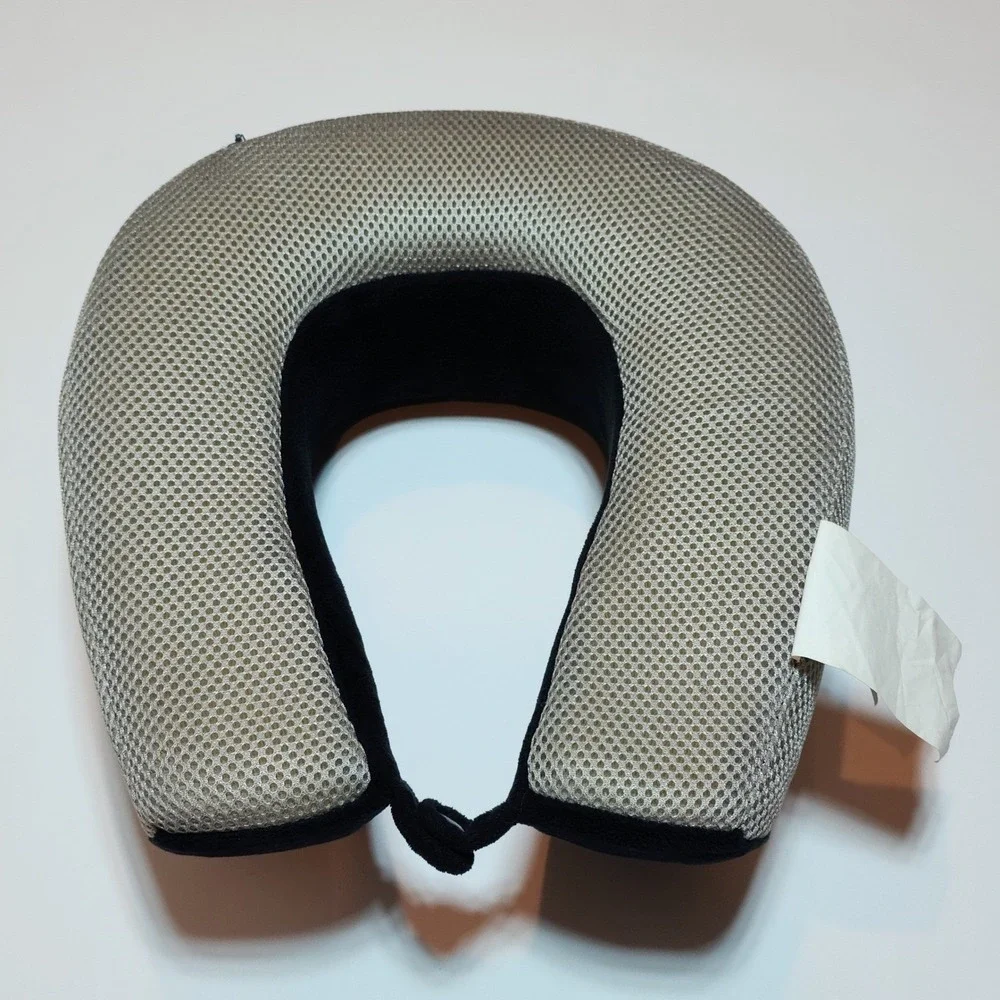 Springs Global Memory Foam Travel Neck Pillow Navy Blue Grey Mesh RN 117835